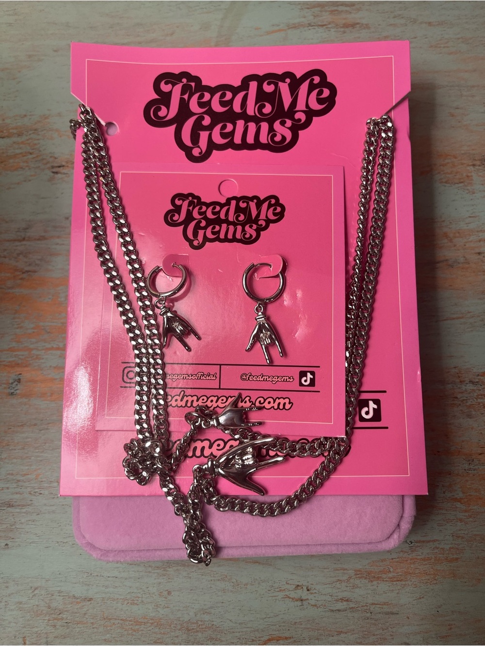 Silver ILY 🤟 Necklace & Hoop Earring Set